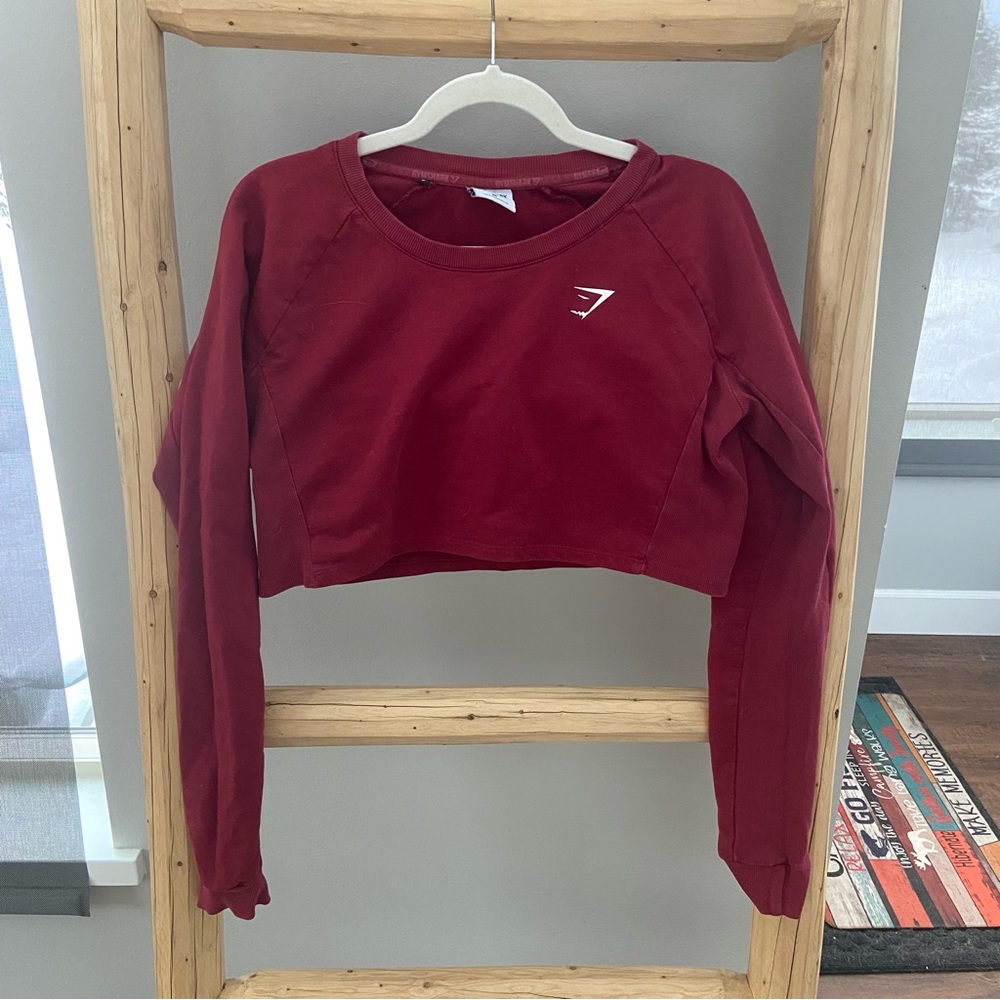 GYMSHARK Cropped Workout Top Medium Red